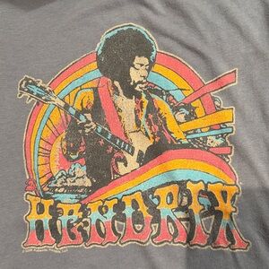 Old Navy Blue and Black Raglan Jimi Hendrix Graphic Tee